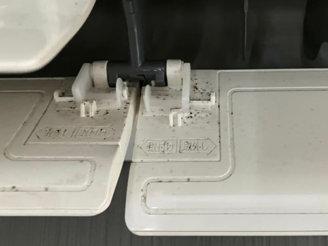 エアコンクリーニング前のルーパーのカビ汚れ